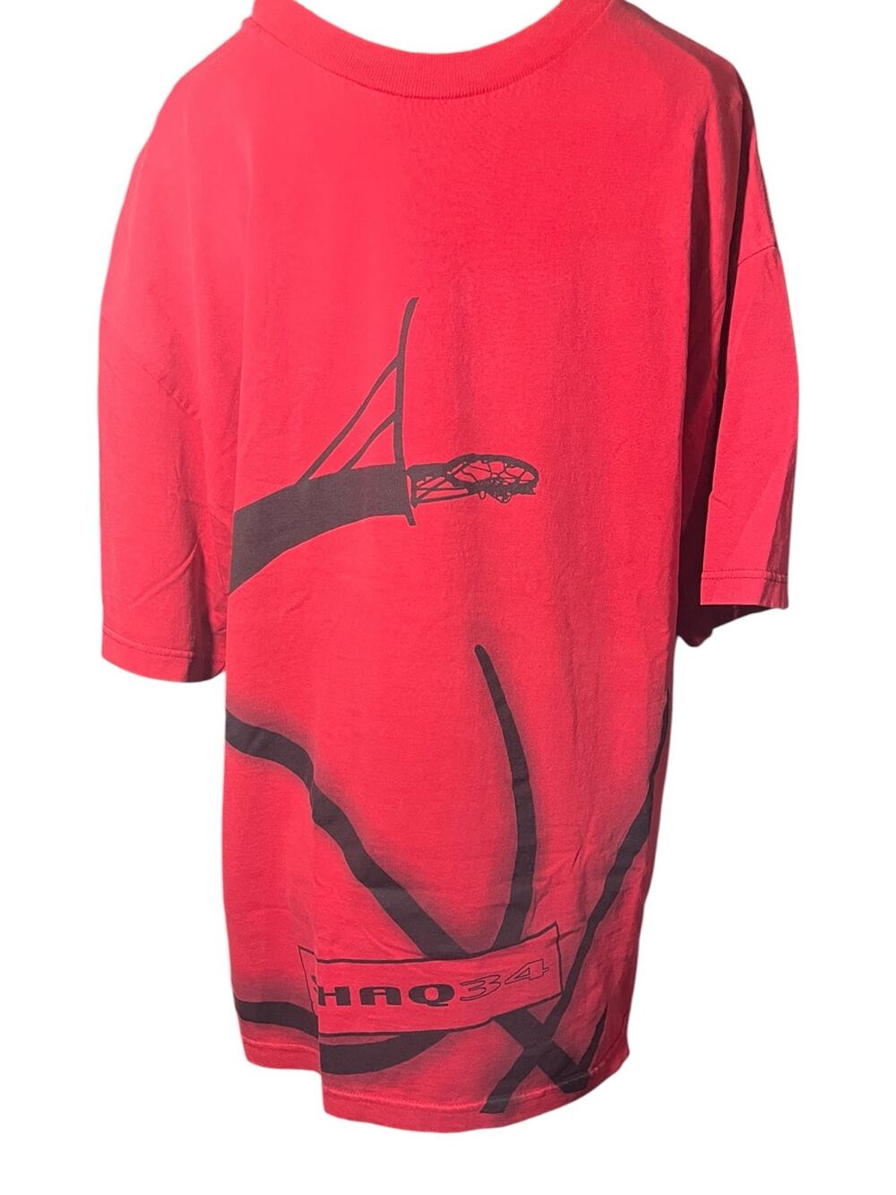 VTG Shaq 34 Shaquille O'Neal Red Graphic Basketball Hoop T-Shirt Men's size XL